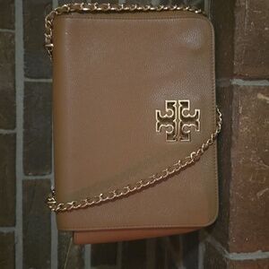 Tory Burch Britten Large Adjustable Shoulder Bag in Bark Leather